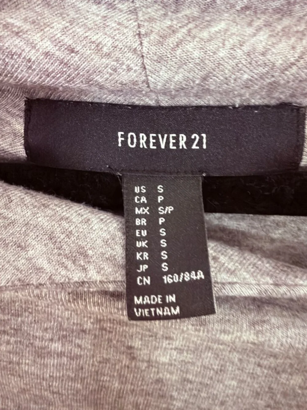 Forever 21 Women Asymmetrical Zip Pullover Hoodie Gray Cowl Size Small
